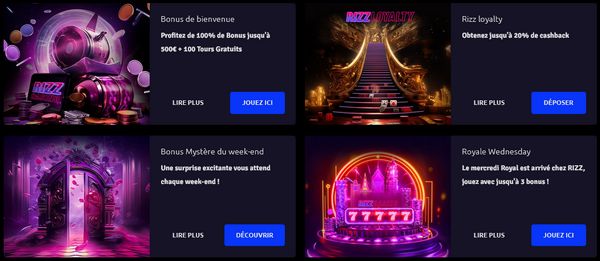 Les bonus et promotions sur le casino en ligne Rizz